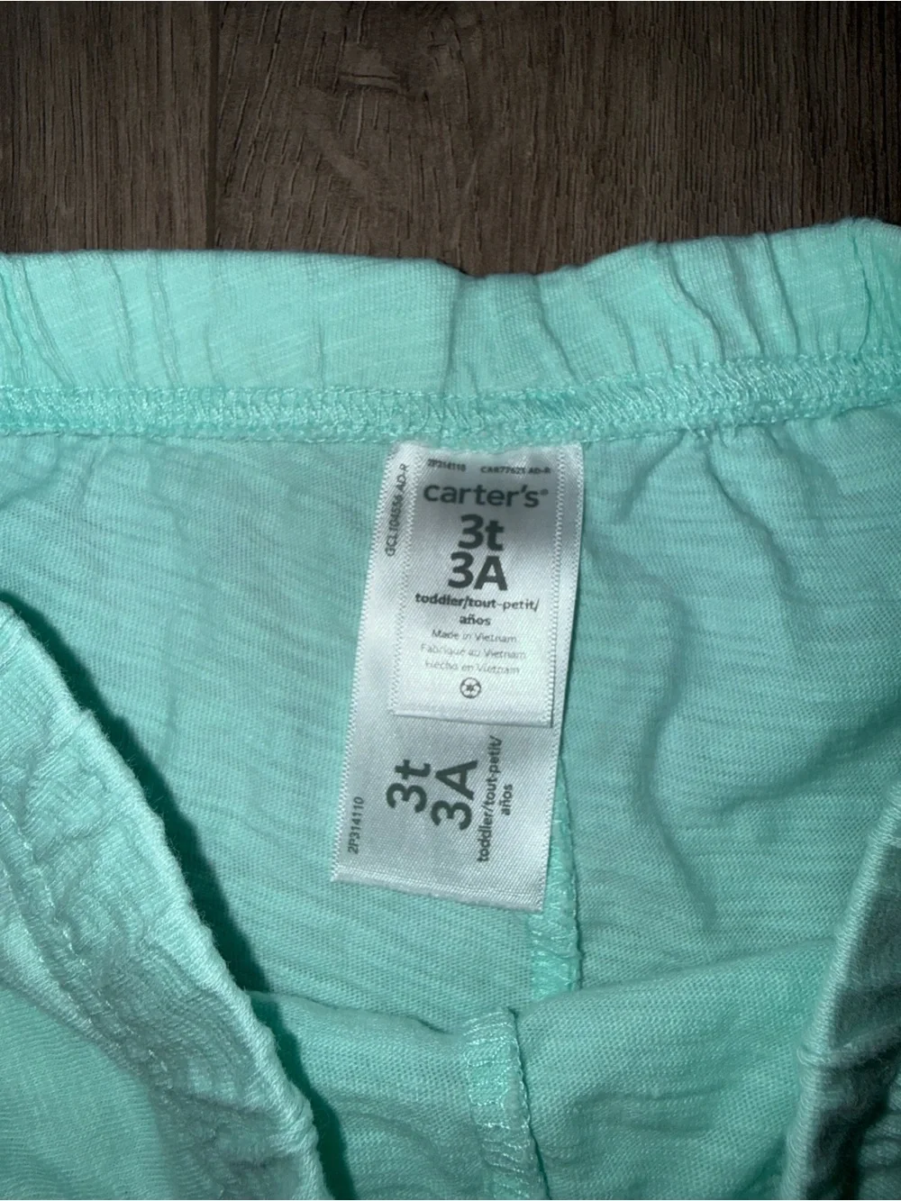 Carter's Light Mint Elastic Waist Cotton Shorts